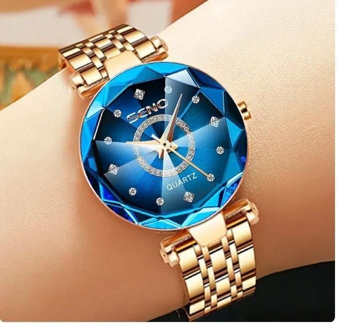 Diamond Shape Multicolour Dial and Rose Gold Strap Watch