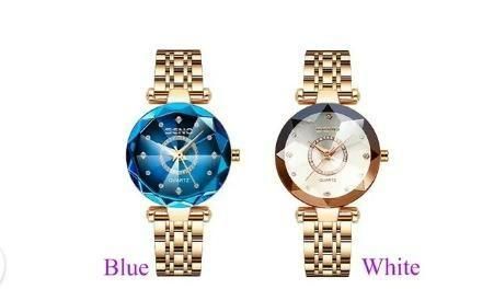 Diamond Shape Multicolour Dial and Rose Gold Strap Watch